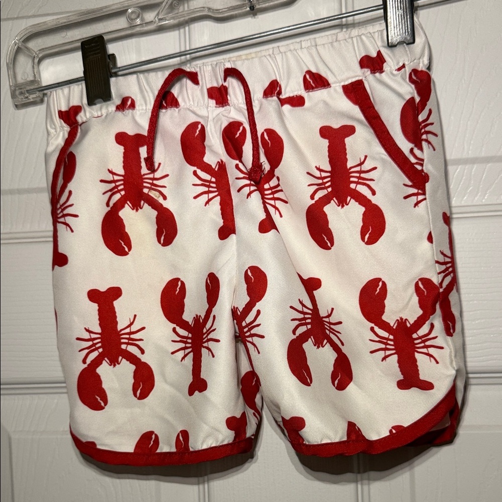 Children's Lobster Patterned Shorts - Red and White